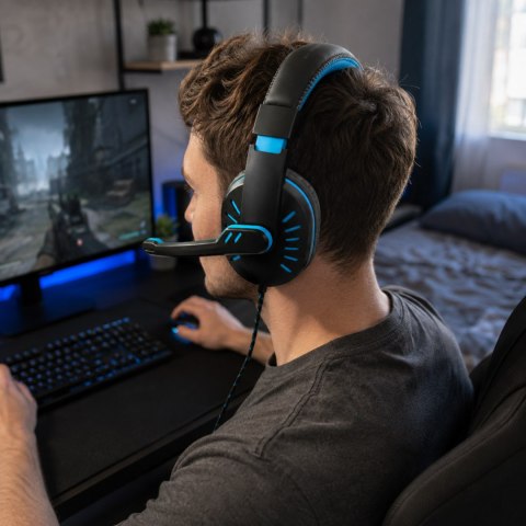 EGH330B Esperanza słuchawki z mikrofonem gaming crow niebieskie