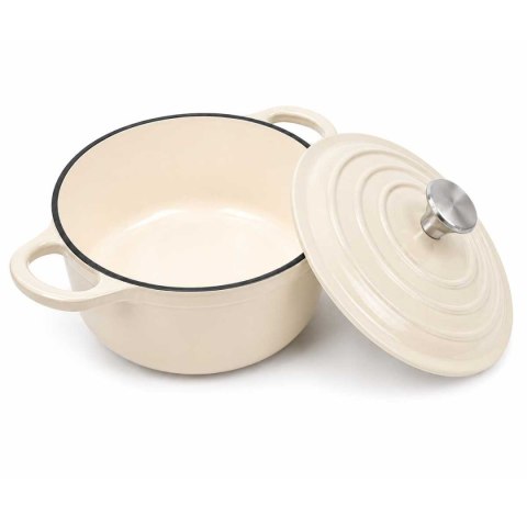 EMALIOWANY GARNEK ŻELIWNY 28cm 5,9L KREMOWY 7766