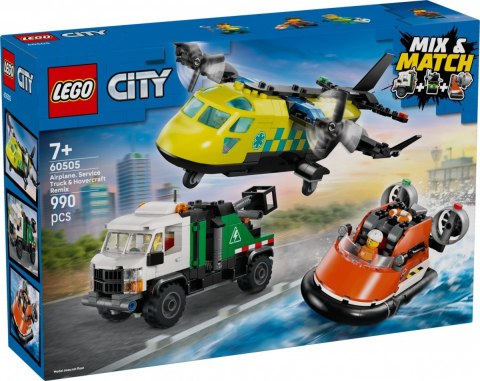 Klocki city 60505 zestaw z samolotem, ciężarówką serwisową i poduszkowcem