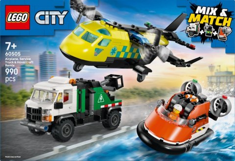 Klocki city 60505 zestaw z samolotem, ciężarówką serwisową i poduszkowcem