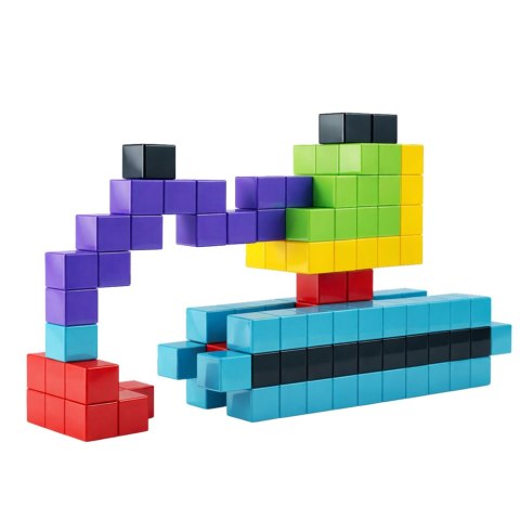 Klocki Magnetyczne Konstrukcyjne Kostki Bloczki 3D Kolorowe 96 el.