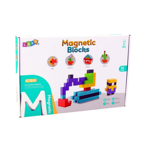 Klocki Magnetyczne Konstrukcyjne Kostki Bloczki 3D Kolorowe 96 el.