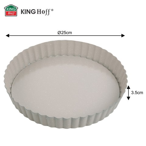 Forma do tarty z wyjmowanym dnem śr.25 cm, stal węglowa, marmurkowa powłoka non-stick, beżowa, kinghoff, kh-1969