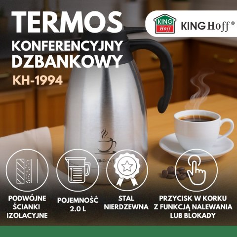 Termos konferencyjny dzbankowy, stalowy, 2 l, z podwójnymi ściankami, kinghoff, kh-1994