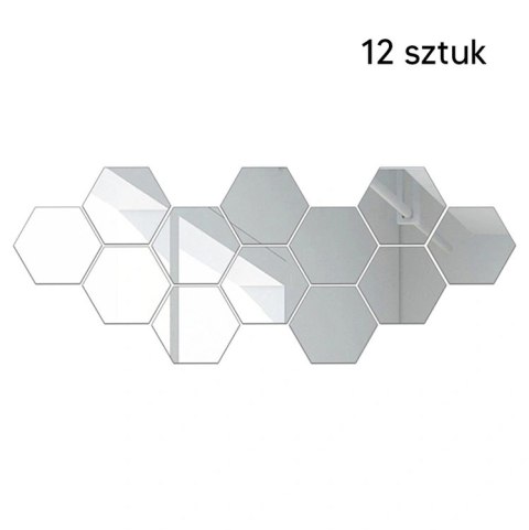 AG543D Naklejki lustro sześciokąty 12szt