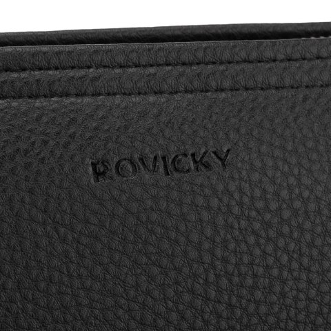 Elegancka saszetka męska ze skóry ekologicznej w czarnym kolorze - Rovicky