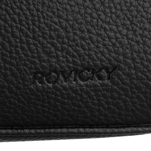 Elegancka saszetka męska ze skóry ekologicznej w czarnym kolorze zamykana suwakiem - Rovicky