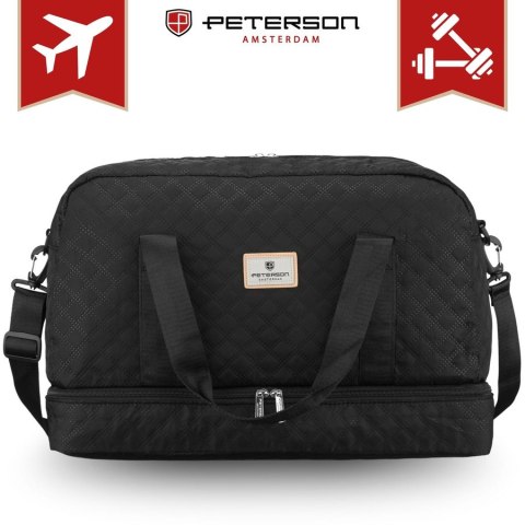 Sportowa, treningowa torba w czarnym kolorze wykonana z poliestru - Peterson