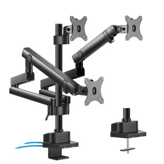 Uchwyt / wieszak biurkowy na 3 monitory LCD Maclean, VESA 75x75 oraz 100x100, 2x USB 3.0, 17-27", 3x7kg, MC-811