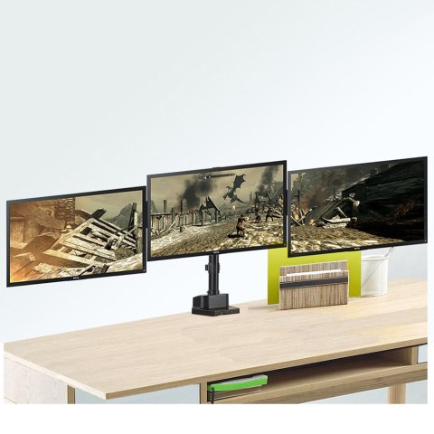 Uchwyt / wieszak biurkowy na 3 monitory LCD Maclean, VESA 75x75 oraz 100x100, 2x USB 3.0, 17-27", 3x7kg, MC-811