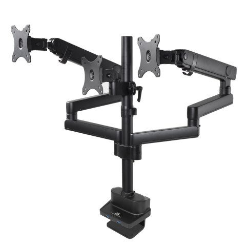 Uchwyt / wieszak biurkowy na 3 monitory LCD Maclean, VESA 75x75 oraz 100x100, 2x USB 3.0, 17-27", 3x7kg, MC-811