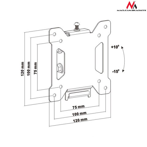 Uchwyt / wieszak do TV Maclean, max VESA 100x100, 13-27", 20kg, czarny, MC-596