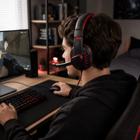 EGH330R Esperanza słuchawki z mikrofonem gaming crow czerwone