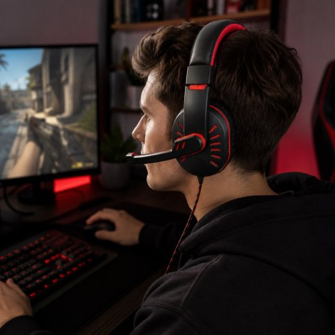 EGH330R Esperanza słuchawki z mikrofonem gaming crow czerwone