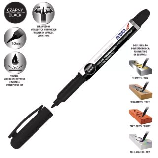 Pisak techniczny permanentny czarny 1mm, 2szt