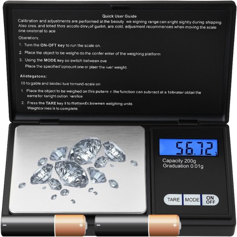 Dokładna precyzyjna waga jubilerska elektroniczna 0,01- 200g wagi lcd -e055