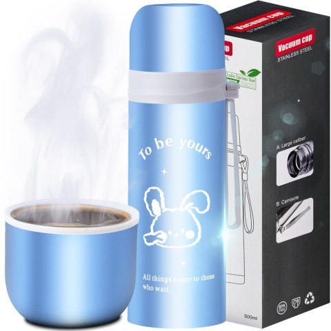 Kubek termiczny termos próżniowy stal 500ml + kubek