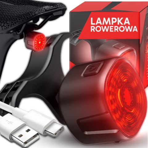 Lampka rowerowa tylna czerwona 250 mah usb-c wodoodporna oświetlenie er1031