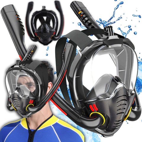 Maska do nurkowania snorkelingu pełnotwarzowa czarna - sr256