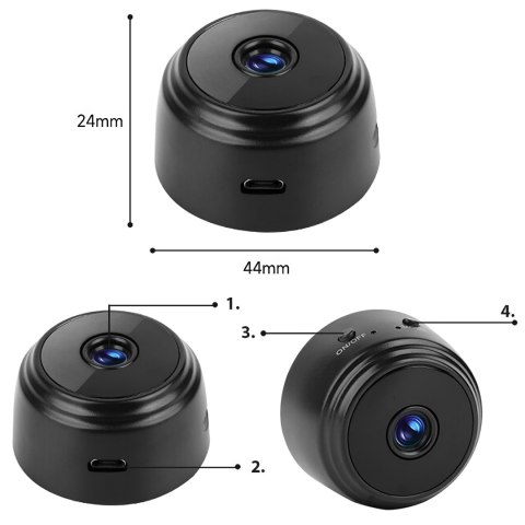 Mini kamera szpiegowska full hd ir detekcja wifi