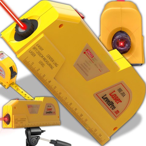 Poziomica laserowa z miarką miara 250 cm laser led e544