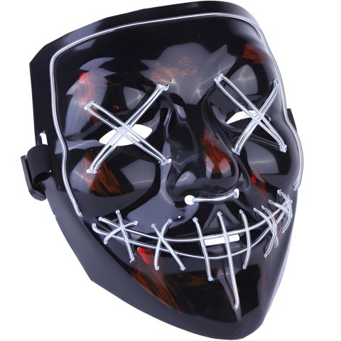 (aleja3) maska led świecąca ledowa halloween impreza purge - biała e328-4