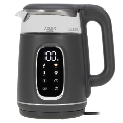 AD 1305 GS grey silver Czajnik elektryczny szklany regulacją temperatury 1,7l | led | 40100°c |