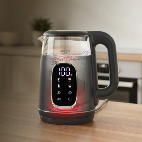 AD 1305 GS grey silver Czajnik elektryczny szklany regulacją temperatury 1,7l | led | 40100°c |