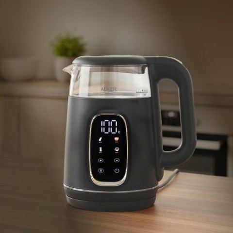 AD 1305 GS grey silver Czajnik elektryczny szklany regulacją temperatury 1,7l | led | 40100°c |