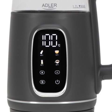 AD 1305 GS grey silver Czajnik elektryczny szklany regulacją temperatury 1,7l | led | 40100°c |