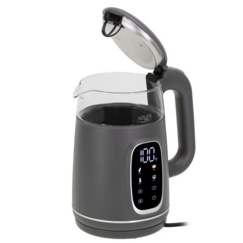 AD 1305 GS grey silver Czajnik elektryczny szklany regulacją temperatury 1,7l | led | 40100°c |