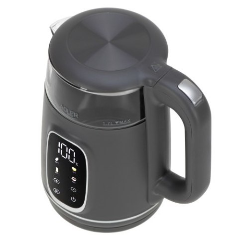 AD 1305 GS grey silver Czajnik elektryczny szklany regulacją temperatury 1,7l | led | 40100°c |
