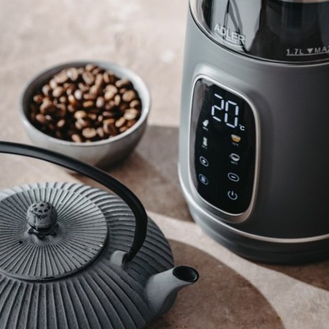 AD 1305 GS grey silver Czajnik elektryczny szklany regulacją temperatury 1,7l | led | 40100°c |