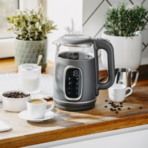 AD 1305 GS grey silver Czajnik elektryczny szklany regulacją temperatury 1,7l | led | 40100°c |