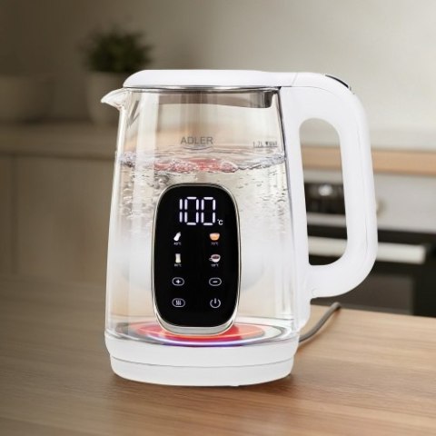 AD 1305 WS white silver Czajnik elektryczny szklany regulacją temperatury 1,7l | led | 40100°c |