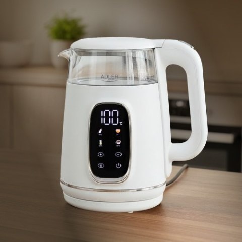AD 1305 WS white silver Czajnik elektryczny szklany regulacją temperatury 1,7l | led | 40100°c |