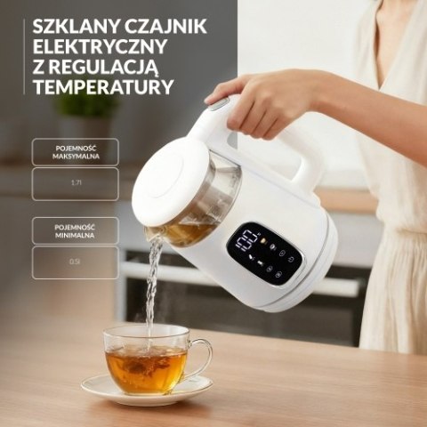 AD 1305 WS white silver Czajnik elektryczny szklany regulacją temperatury 1,7l | led | 40100°c |