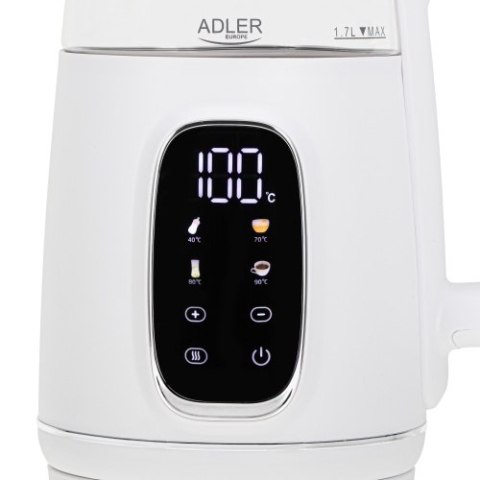 AD 1305 WS white silver Czajnik elektryczny szklany regulacją temperatury 1,7l | led | 40100°c |