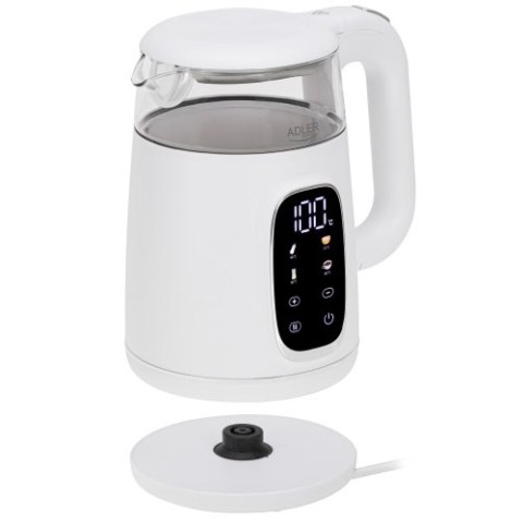 AD 1305 WS white silver Czajnik elektryczny szklany regulacją temperatury 1,7l | led | 40100°c |