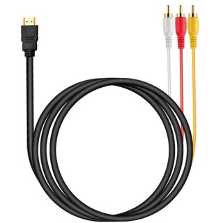 Kabel kabel adapter przejściówka przewód 3x rca cinch hdmi 2.0 audio video 1,5m -e383