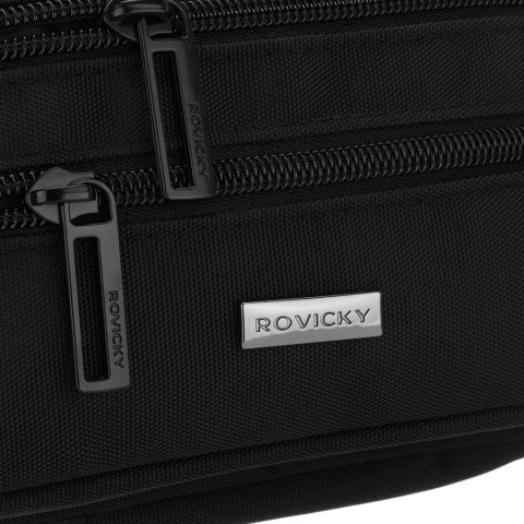 Czarna, sportowa nerka męska z sześcioma dodatkowymi kieszeniami - Rovicky