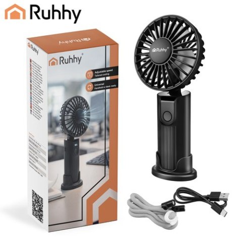 Wentylator ręczny mini czarny Ruhhy