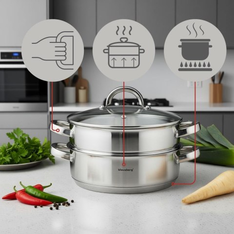 Garnek do gotowania na parze, 24cm, 3,5l klausberg, kb-9072