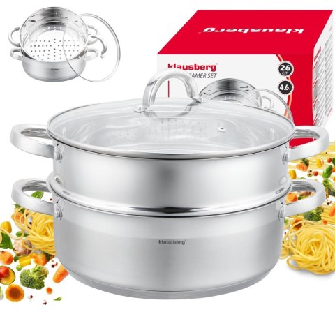 Garnek do gotowania na parze, 26cm, 4,6l klausberg, kb-9073