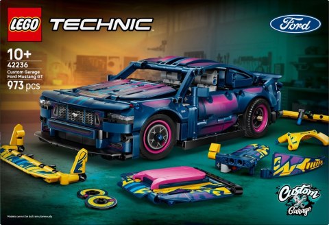 Klocki technic 42236 warsztat tuningowy: samochód ford mustang gt
