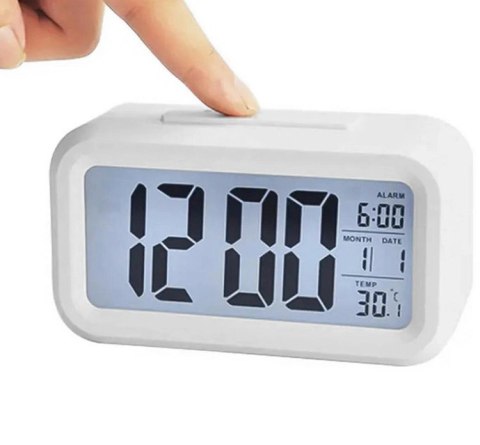 AK240C Cyfrowy budzik white led biały mini