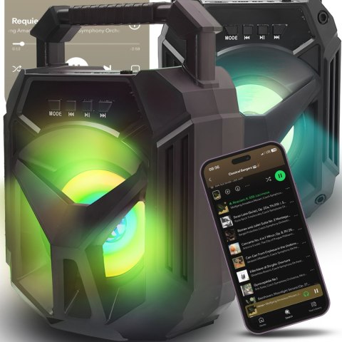 Głośnik przenośny bluetooth bezprzewodowy boombox rgb usb tf card aux 400w
