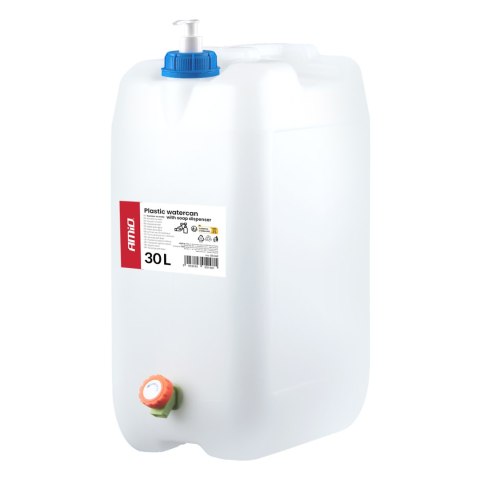 Kanister zbiornik plastikowy na wodę niebieski z kranem i dozownikiem mydła 30l amio-05148