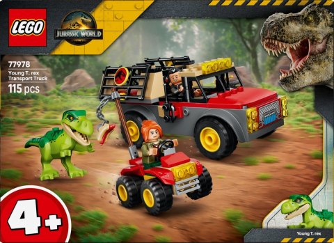 Klocki jurassic world 77978 ciężarówka do transportu młodego tyranozaura