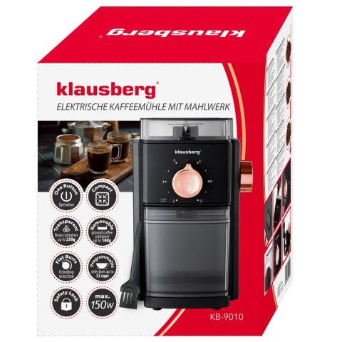 Elektryczny młynek żarnowy do kawy, z regulacją mielenia, klausberg kb-9010